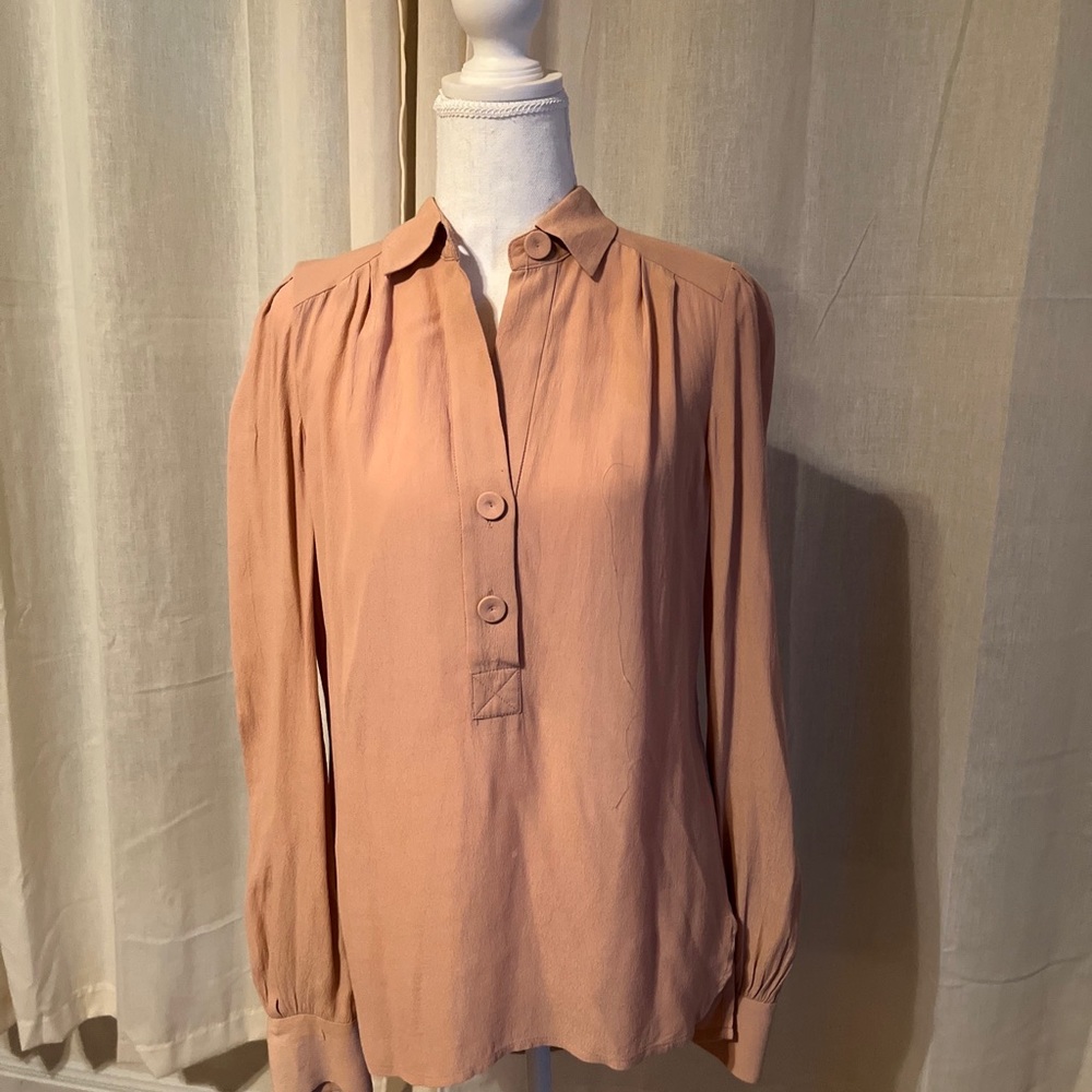 Diane Von Furstenberg Womens Long Sleeve Blouse Pink Size 2